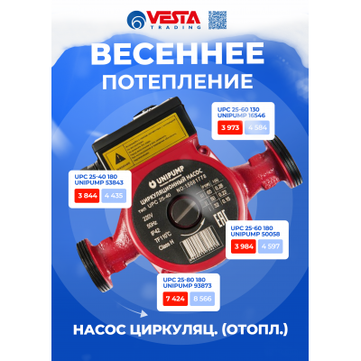Акция на циркуляционные насосы UNIPUMP серии UPC