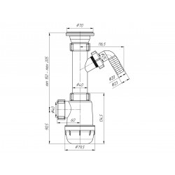 Сифон Ани Грот 1.1/2"х40 c отводом д/стир.машины