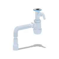 Сифон Ани Грот 1.1/2"х40 с литым вып.,c отводом д/стир.машины,с гибк.труб. 40х40/50