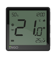 Беспроводной терморегулятор, черный, с модулем Zigbee, с аккумулятором, с датчиком влажности ENGO