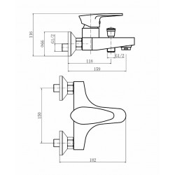 PL3205-17 Смеситель Fashun PLstart ванно-душевой с душевым гарнитуром ABS пластик, графит