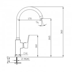 Смеситель кухня MELODIA Etude картридж д.25мм высокий R-излив 22,5см