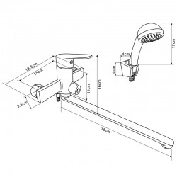Смеситель ванна MELODIA Waltz картридж 35мм длинный излив 350мм поворотн.аэратор, хром