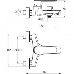 Смеситель ванна MELODIA Samba картридж д.35мм короткий излив