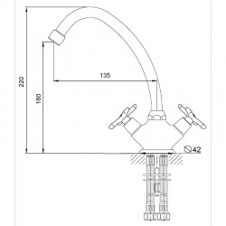 Смеситель кухня MELODIA Cross керамика