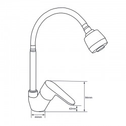 Смеситель кухня MELODIA Rock картридж 35мм гибкий излив хром