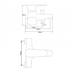 Смеситель ванна MELODIA Rock картридж 35мм короткий излив