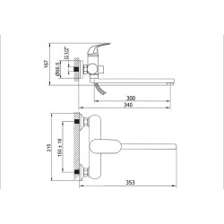 Смеситель ванна MELODIA Rumba картридж д.35мм длинный излив