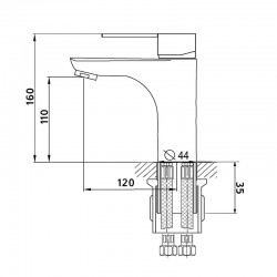 Смеситель умывальник MELODIA Jive картридж д.35мм