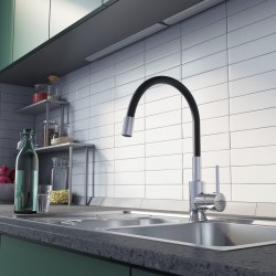 Смеситель для кухни с гибким изливом, глянцевый хром, Milardo Meal