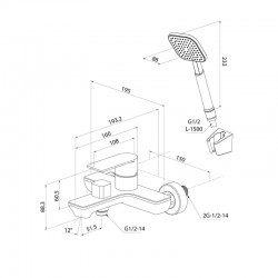 Смеситель для ванны, сатин, Milardo Maze