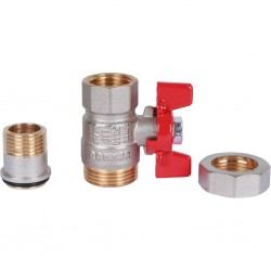 Кран шаровой Rommer с американкой 1/2"  ВН/НР, ручка бабочка