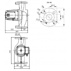 Насос циркуляционный Shinhoo BASIC 40-16SF, фланцевый 380В