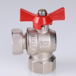 Кран шаровой BASE угловой с накидной гайкой 1/2" вн.-вн. (короткий)