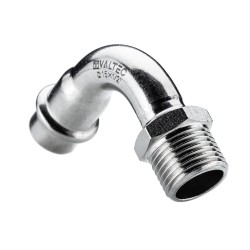 Отвод 90* с переходом на  нар. р., нерж. сталь 18х1/2"