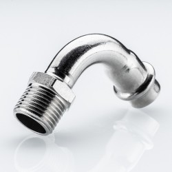 Отвод 90* с переходом на  нар. р., нерж. сталь 18х1/2"