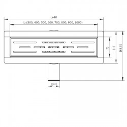 Душевой лоток 600мм поворотный 360&deg; с сухим затвором, нерж. сталь, выпуск 40/50мм VIEIR