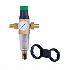 Фильтр самоочищающийся с редуктором давления и манометром 3/4" для холодной воды VIEIR
