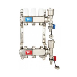 Коллекторная группа без расходомерами без кранов 1"x3/4" нержавеющая сталь 3 выхода