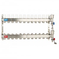 Коллекторная группа без расходомерами без кранов 1"x3/4" нержавеющая сталь 12 выхода