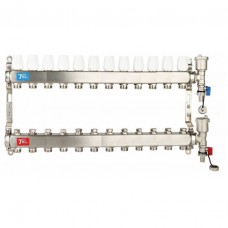 Коллекторная группа без расходомерами без кранов 1"x3/4" нержавеющая сталь 12 выхода