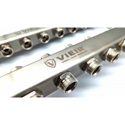 Коллекторная группа без расходомерами без кранов 1"x3/4" нержавеющая сталь 2 выхода