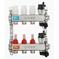 Коллекторная группа с расходомерами без кранов 1"x3/4" нержавеющая сталь 3 выхода