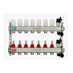 Коллекторная группа с расходомерами без кранов 1"x3/4" нержавеющая сталь 7 выхода