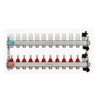 Коллекторная группа с расходомерами без кранов 1"x3/4" нержавеющая сталь 11 выхода