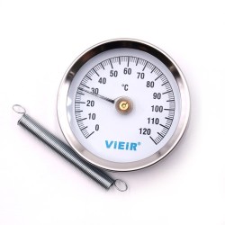 Термометр накладной с пружиной Dn 63 мм, 120°С VIEIR