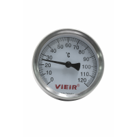 Термометр биметаллический d 63мм, с погружной гильзой 1/2 0-120℃ VIEIR