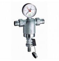 Фильтр FAR 1/2" НР-НР, с манометром, 100мкм, Max: 95 °C, 25 бар