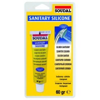 Герметик Soudal силиконовый санитарный белый 12*60 гр (в блистерах)