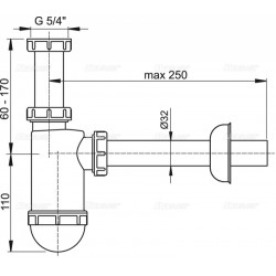 Сифон для умывальника ALСAPLAST Alcadrain DN32 c накидной гайкой 5/4"