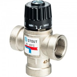Термостатический смесительный клапан для систем отопления и ГВС 3/4" ВР 20-43°С KV 1,6 STOUT