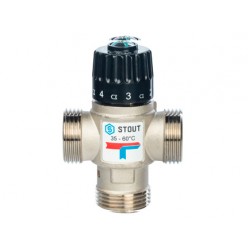 Термостатический смесительный клапан для сиcтем отопления и ГВС 1" НР 35-60°С KV 2,5 STOUT