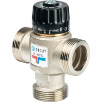 STOUT Термостатический смесительный клапан для систем отопления и ГВС 1" НР 20-43°С KV 1,6