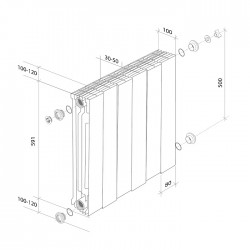 Дизайн-радиатор бимет. Royal Thermo PianoForte Bianco Traffico 500 x 100- 10 секц.