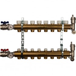 Распределительный коллектор из латуни без расходомеров 8 вых. STOUT