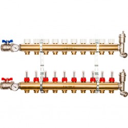 Распределительный коллектор из латуни с расходомерами 10 вых. STOUT