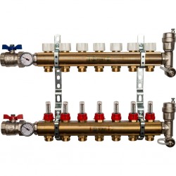Распределительный коллектор из латуни с расходомерами 7 вых. STOUT