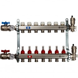 Коллектор из нержавеющей стали в сборе с расходомерами 7 вых. STOUT