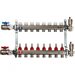 Коллектор из нержавеющей стали в сборе с расходомерами 8 вых. STOUT