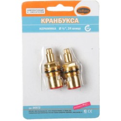 Кран-букса мет./керам. 1/2" 8*24 под крест (поворот 180град.) в блистере по 2 шт.