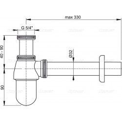 Сифон латунь 1.1/4*32 хром. A431 ALCAPLAST Alcadrain