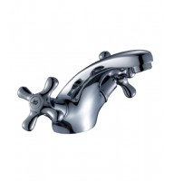 Смеситель двухзахватный для умывальника, монолитный, H02-61R с кран-буксами с резиновыми прокладками