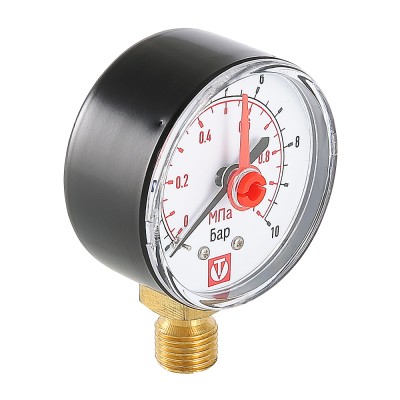 Манометр VT.TM50 Dy 50 с нижним подключением 1/4", 0-10 бар