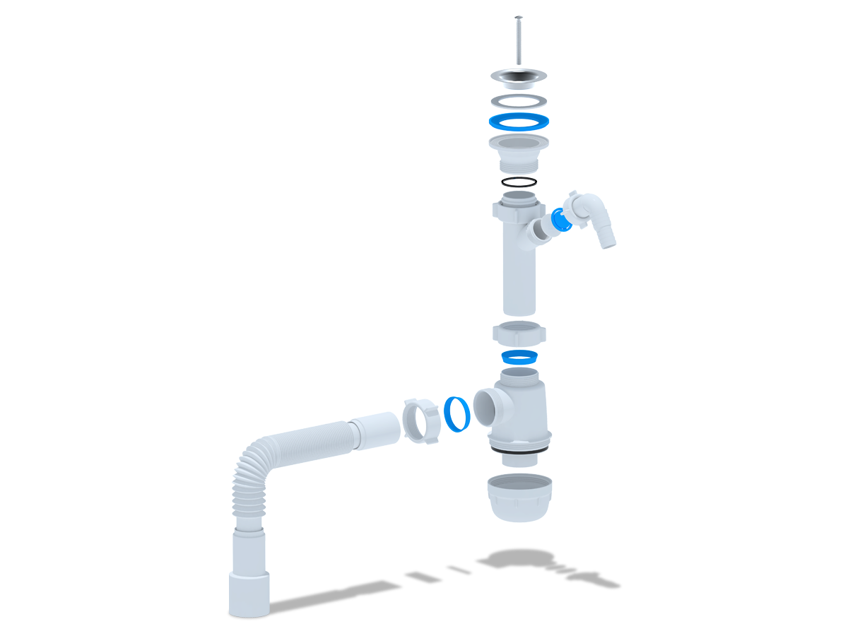 Сифон Ани Грот 1.1/2"х40 c отводом д/стир.машины,с гибкой трубой 40х40/50