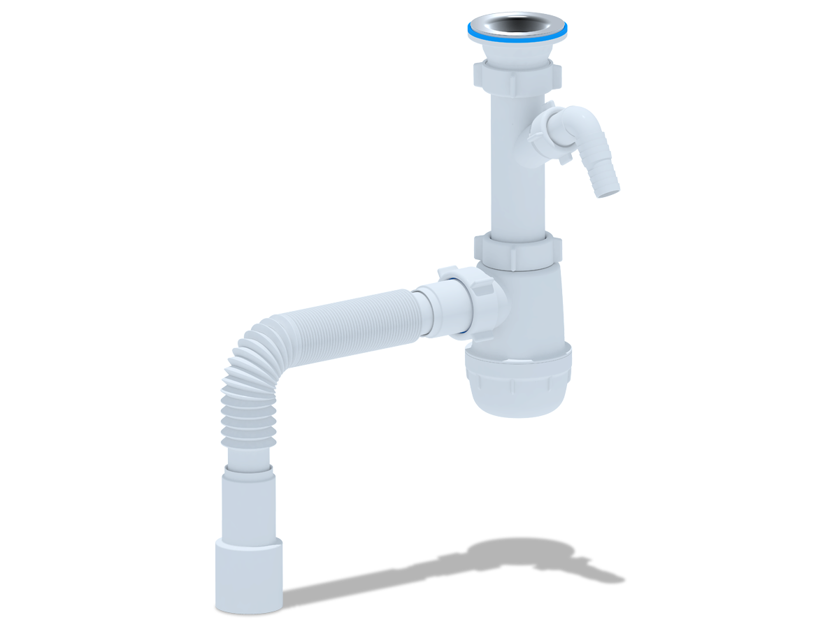Сифон Ани Грот 1.1/2"х40 c отводом д/стир.машины,с гибкой трубой 40х40/50