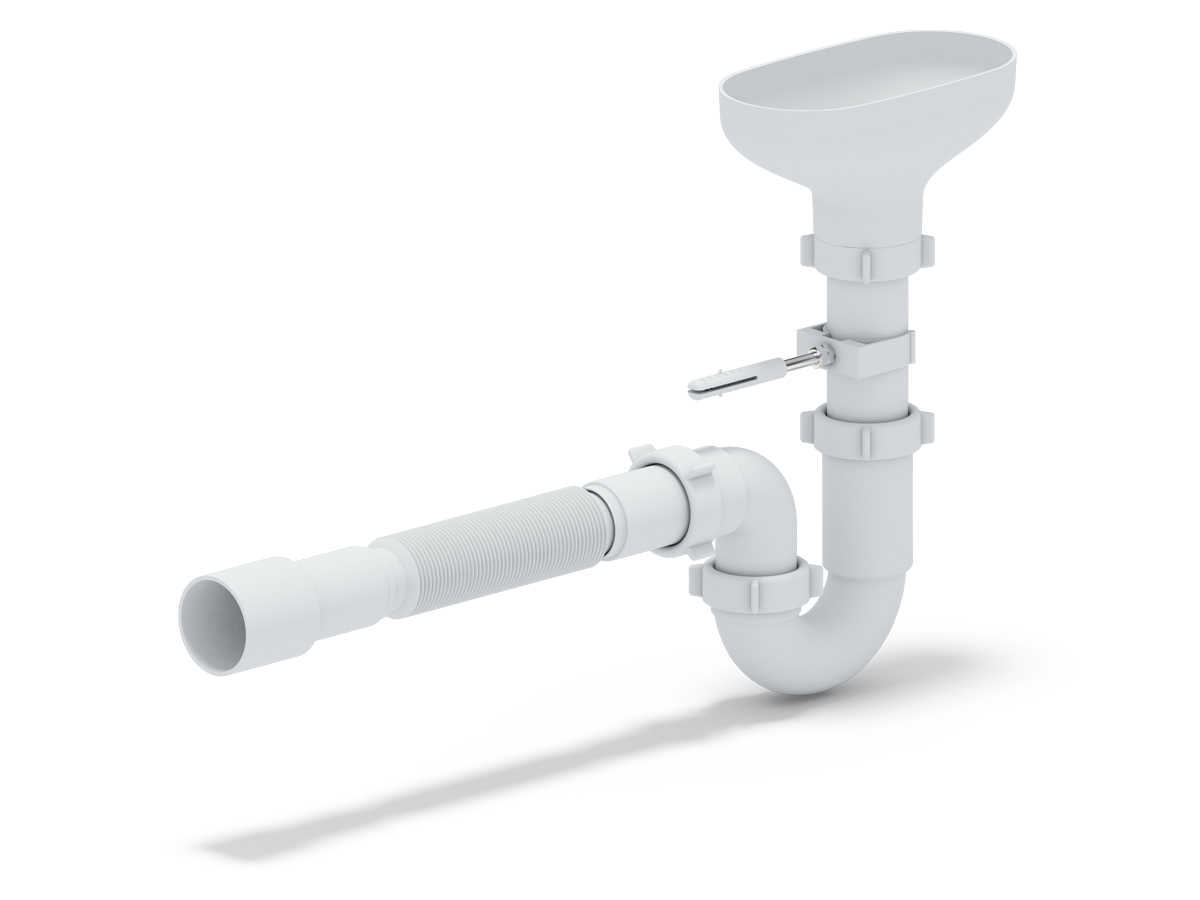 Сифон Ани 1.1/2"*40 прямоточн. с разрывом струи с гибкой трубой 40*40/50